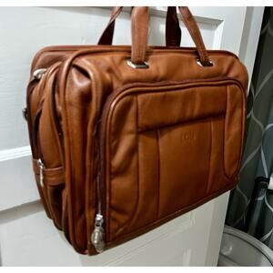 McKlein Duffel Laptop Briefcase Brown Genuine Leather Computer Bag Tan Mono